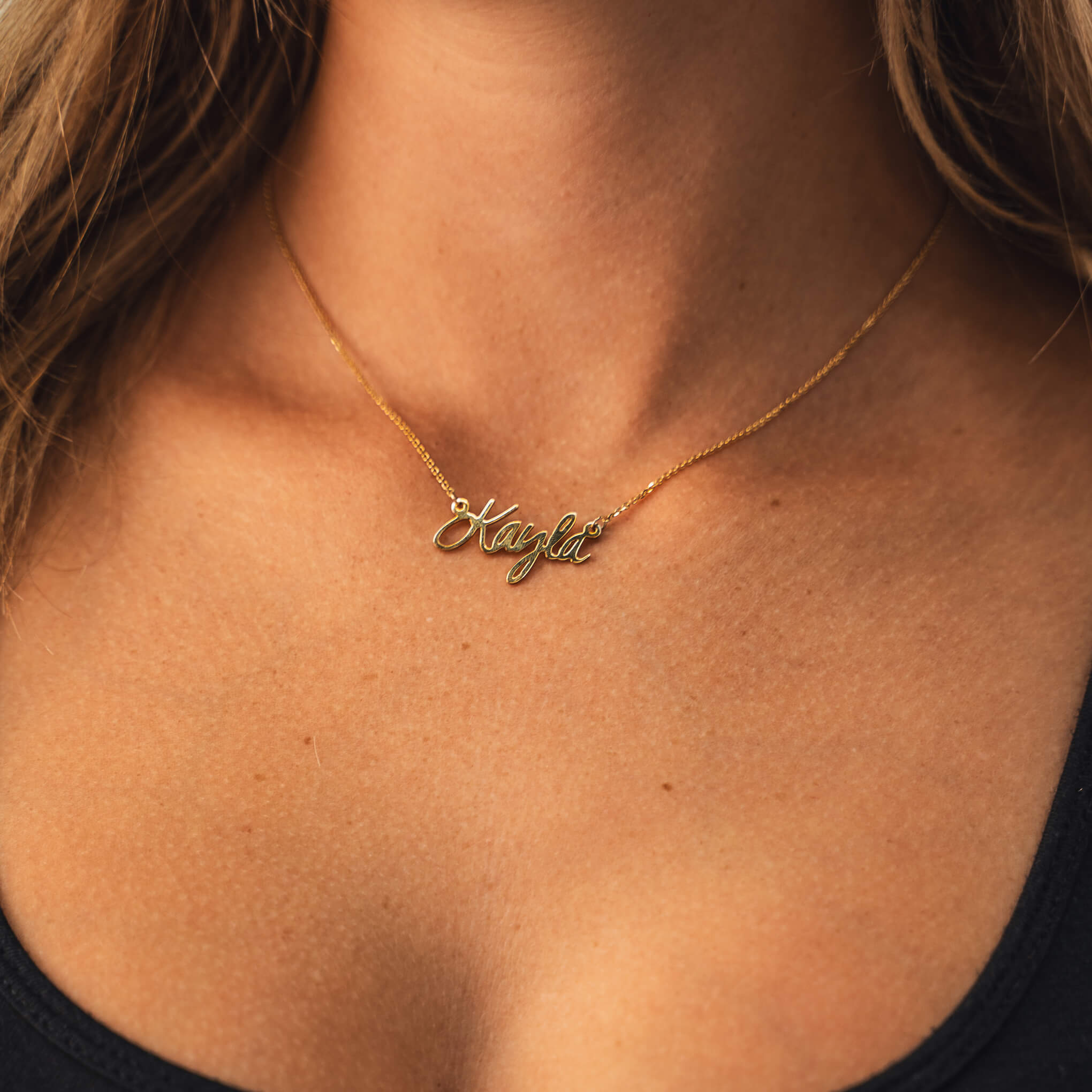 Custom Gold Nameplate Necklace – Kayla Style Lirys Jewelry