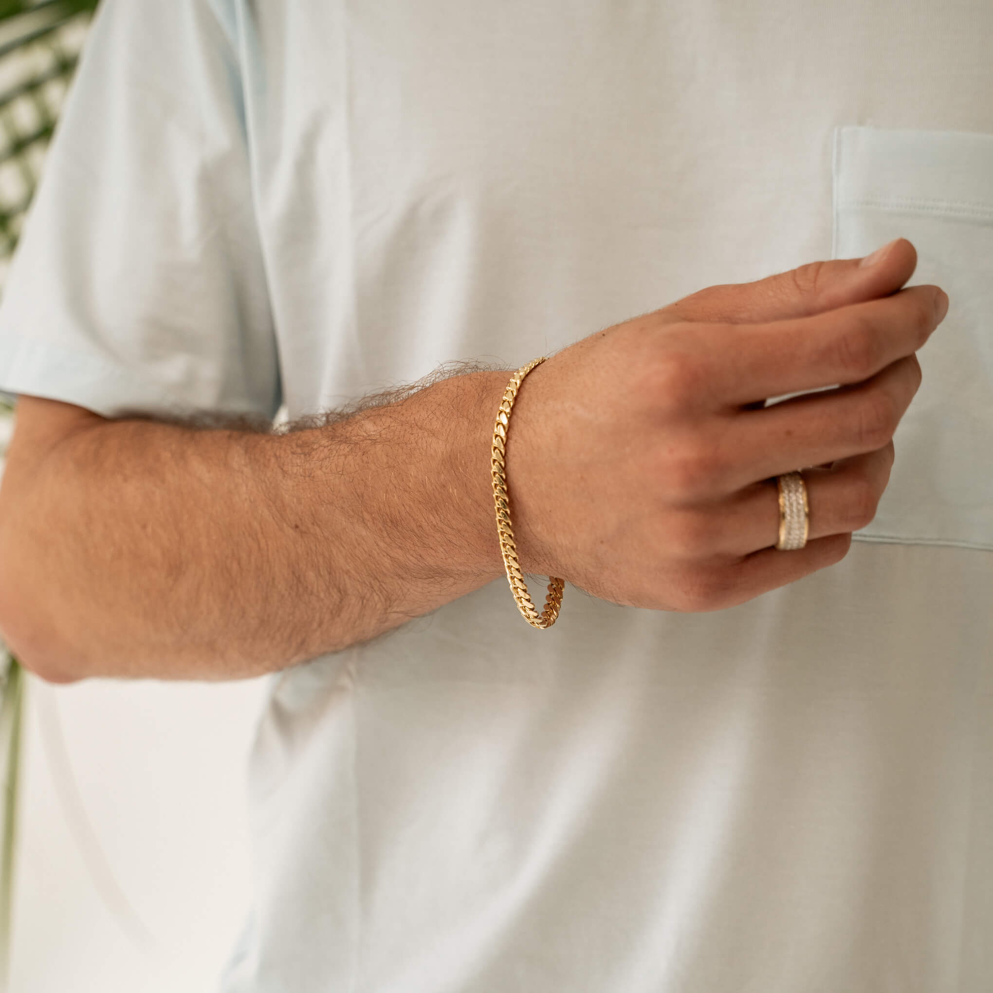 Thick Gold Chain Bracelet 8mm Cuban Bracelet Mens Gold 