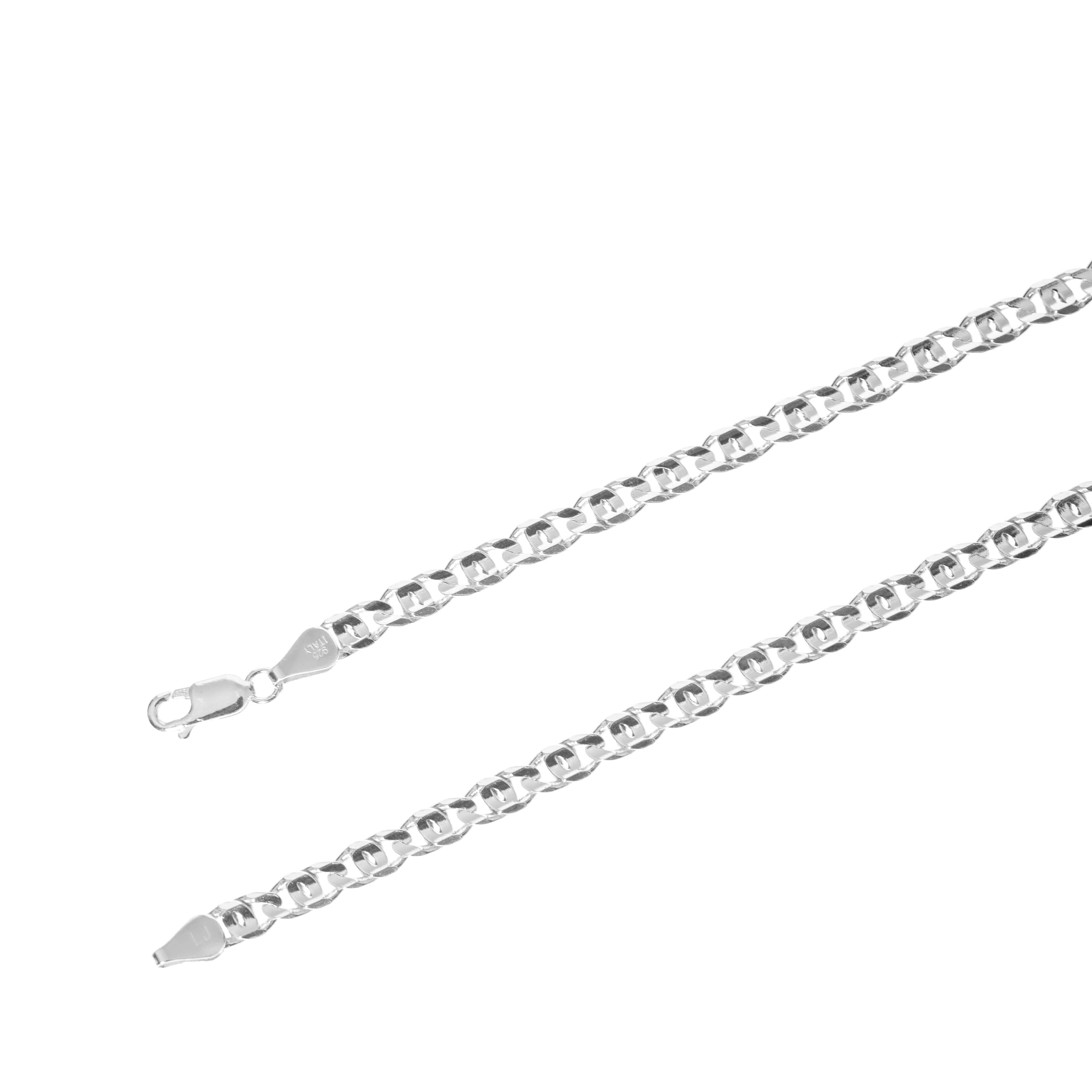 Sterling Silver Tiger Eye Chain | Unique Doubled-Up Mariner Link