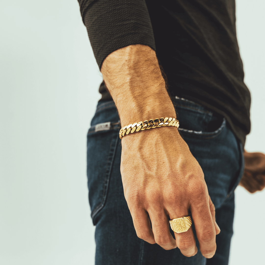 18k Gold Cuban Link Chain Bracelet Gold Curb Chain Bracelet -  Denmark