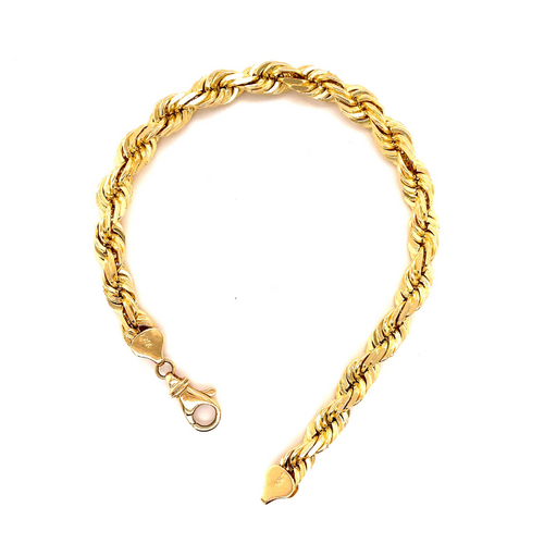 Solid Gold Diamond Cut Rope Bracelet-lirysjewelry