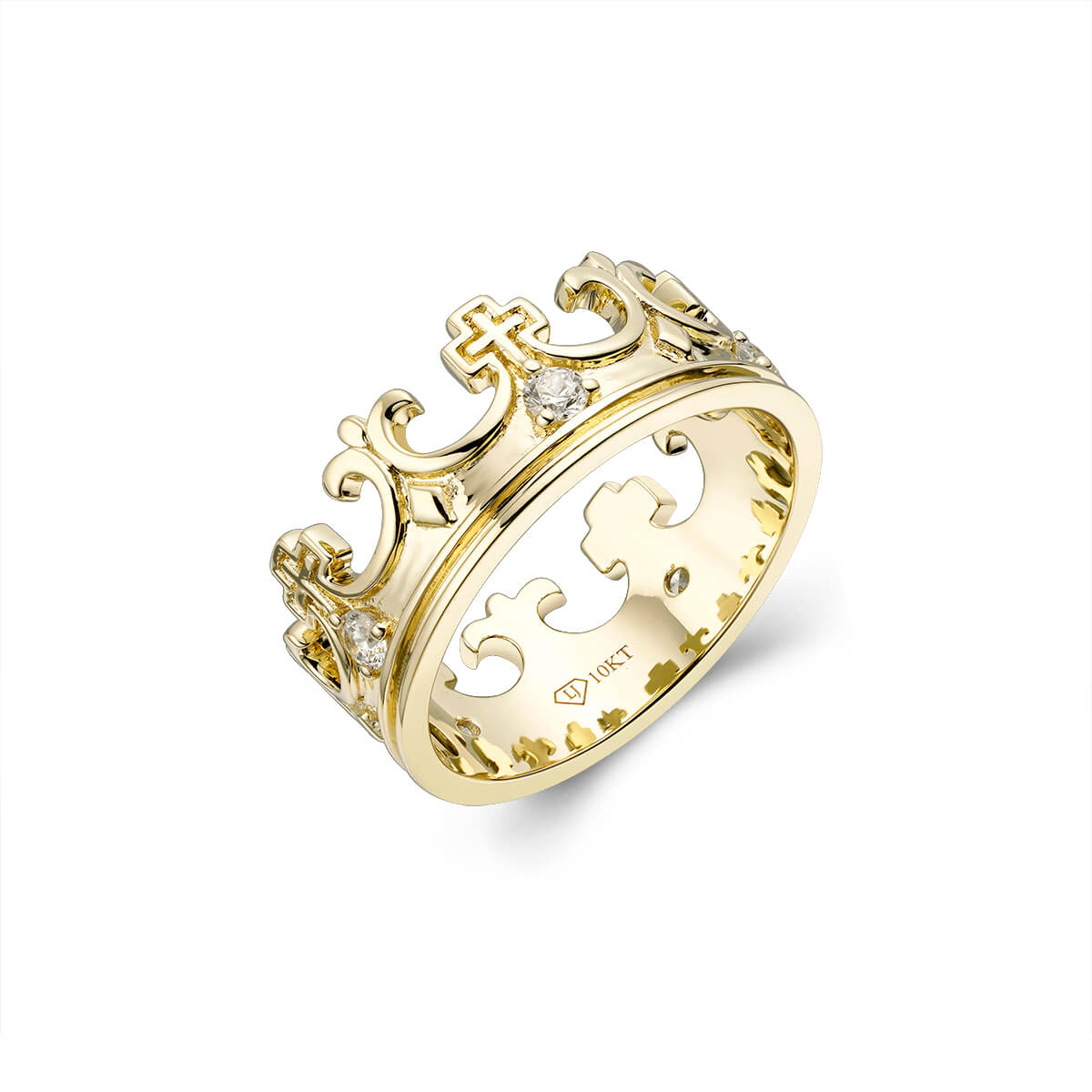 Anillo de corona para hombre de oro macizo con diamantes Joyería
