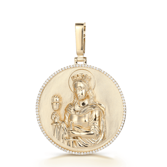 Saint Barbara Medallion w/ Diamond Frame