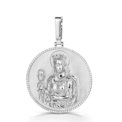 Saint Barbara Medallion w/ Diamond Frame