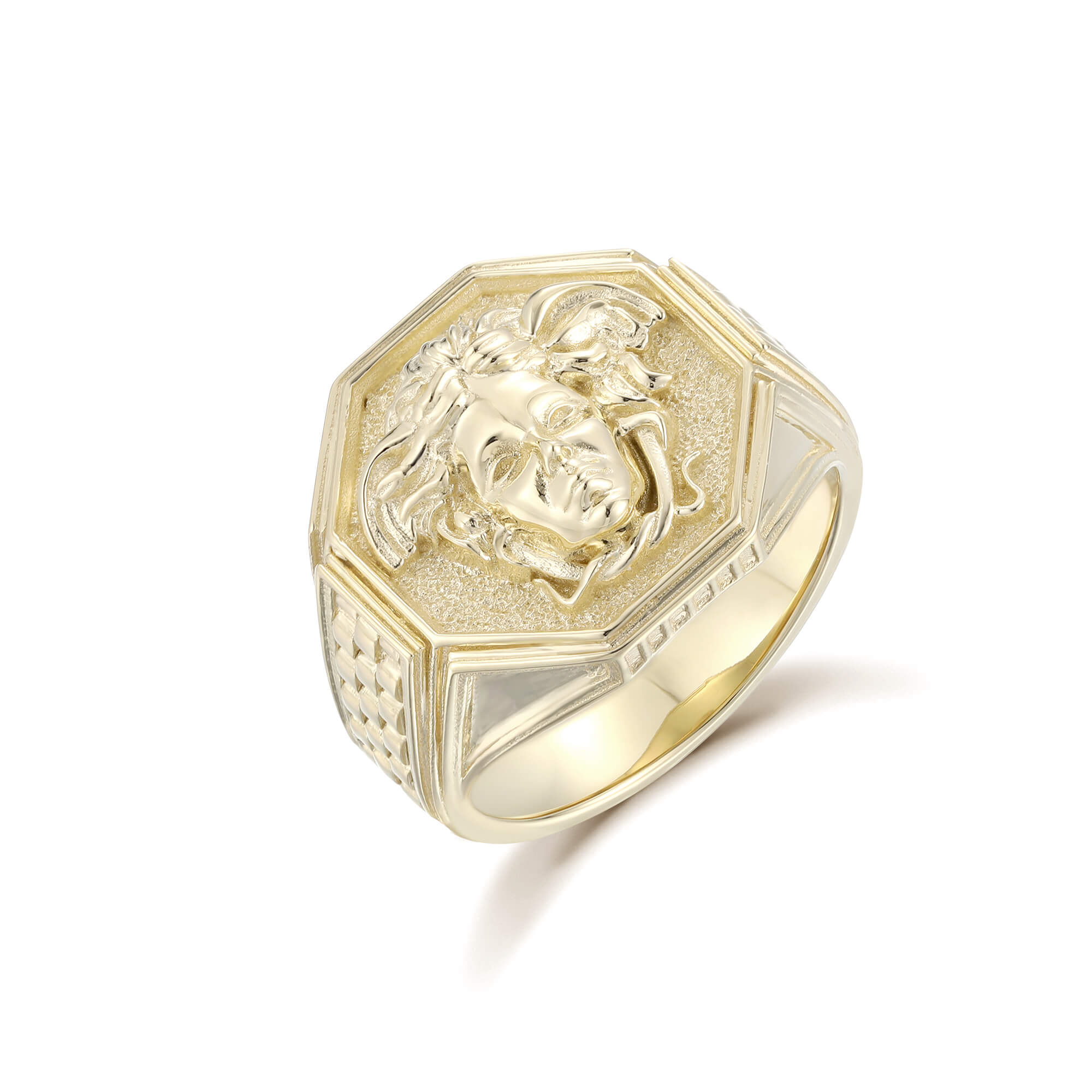 Checkerboard Medusa Ring Gold Jewelry – Liry's Jewelry