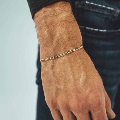 Solid Gold Pave Curb Link Bracelets
