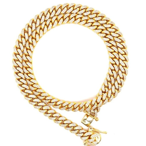 Iced out Diamond Miami Cuban Link Necklace 8mm 10kt gold 16ctw-Miami Cuban Link-lirysjewelry