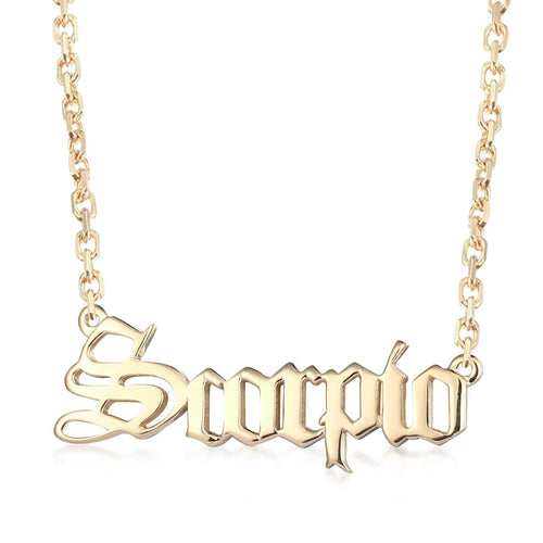 Zodiac Sign Charm and Chain name plate