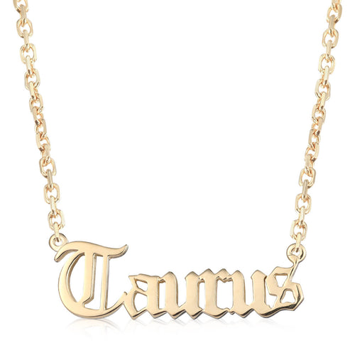 Zodiac Sign Charm and Chain name plate