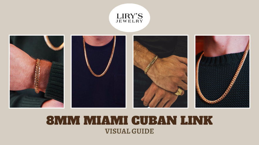 8mm Miami Cuban link chain and bracelet in solid gold