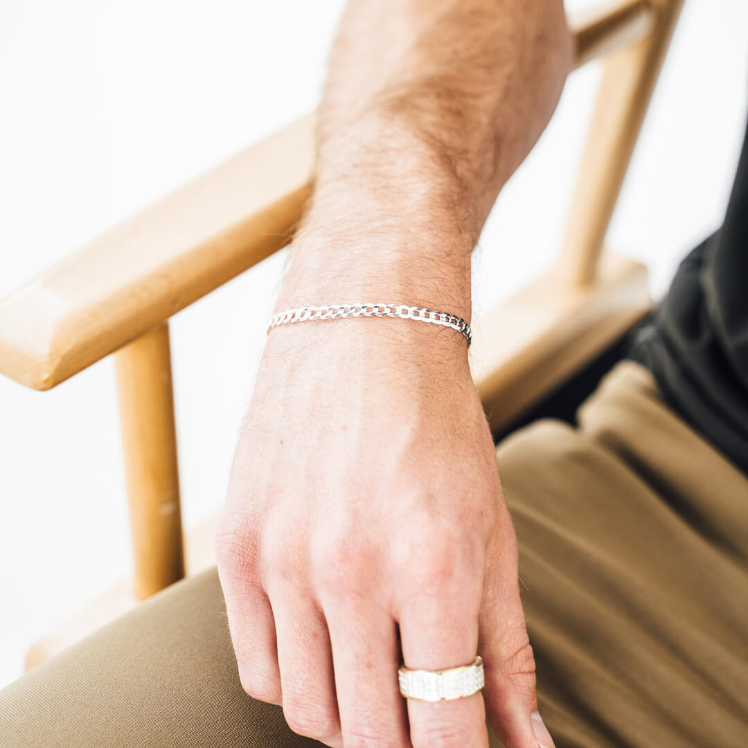 Silver Curb Link Bracelets | Unisex 925 Sterling Silver Silver Curb Link Bracelets | Unisex 925 Sterling Silver