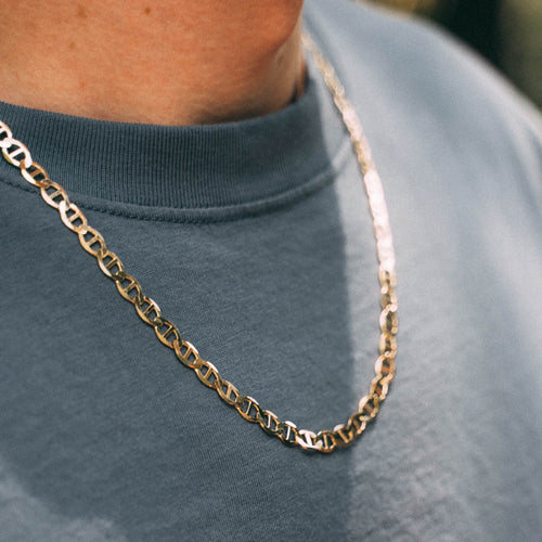 18k Gold Necklace Flat Mariner Link Chain Gold Mariner Chain Your