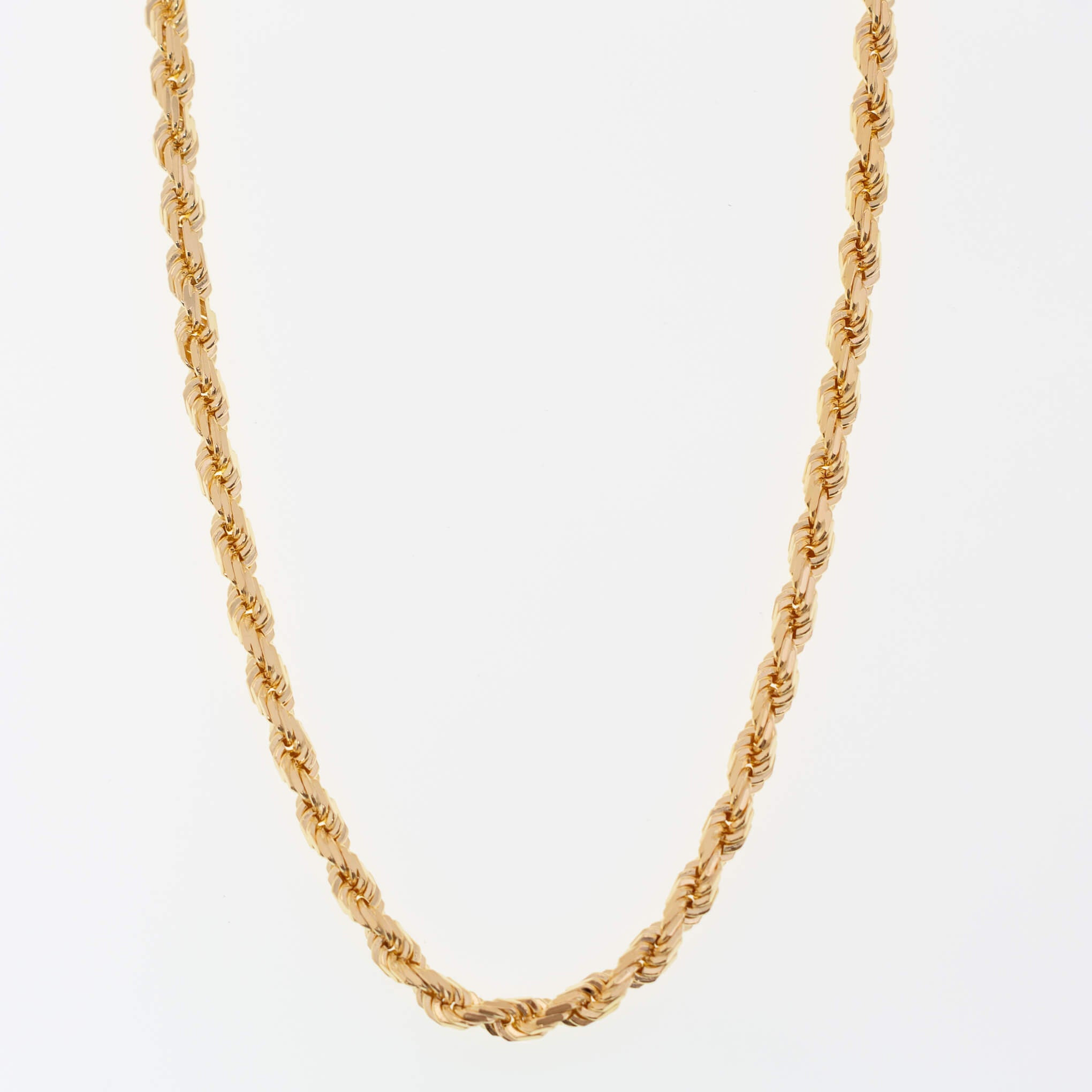 10K White Gold 5mm Diamond Cut Rope Chain – Italian Made, Men's, 18–30 Inch