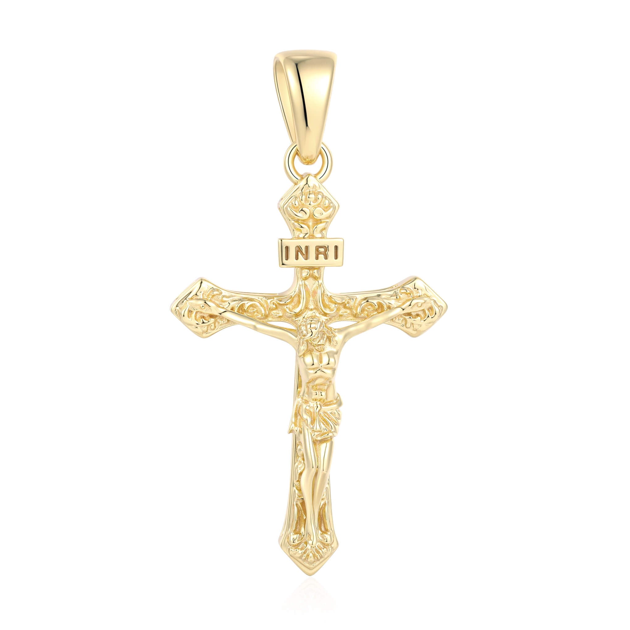 Floral Crucifix | Solid Gold or Silver | Liry's Jewelry