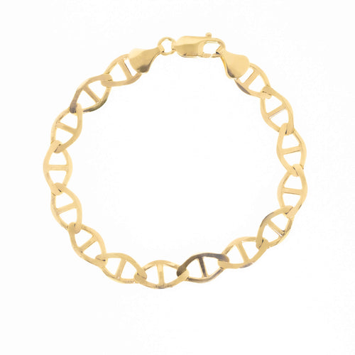 Made in Italy 140 Gauge Mariner Chain Bracelet in 10K Hollow Gold - 8" Made in Italy 140 Gauge Mariner Chain Bracelet in 10K Hollow Gold - 8"