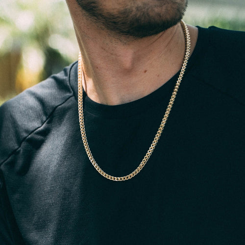 Collar De Cadena De Eslabones Franco De Acero Inoxidable Para Hombre, Tamaño Y Colores, Grande, Metal, No Es Una Piedra Preciosa