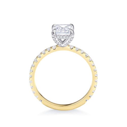 Hidden Halo Two Tone Pavé Oval Engagement Ring