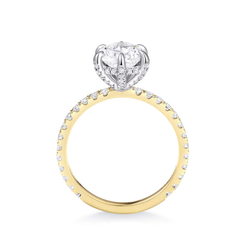 Hidden Halo Two Tone Pavé Oval Engagement Ring