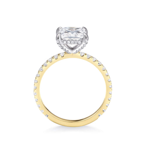 Hidden Halo Two Tone Pavé Oval Engagement Ring