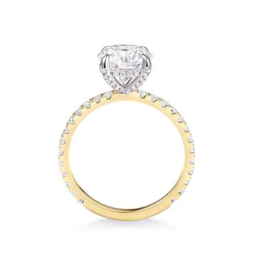 Hidden Halo Two Tone Pavé Oval Engagement Ring