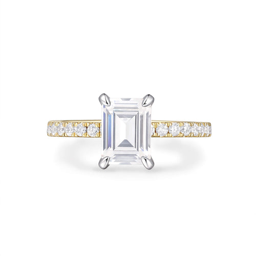 Hidden Halo Two Tone Pavé Oval Engagement Ring