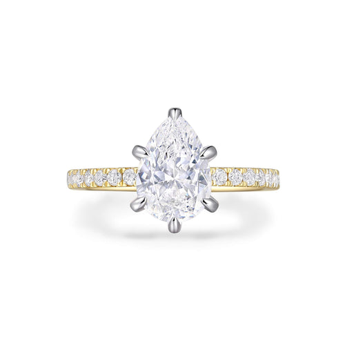 Hidden Halo Two Tone Pavé Oval Engagement Ring