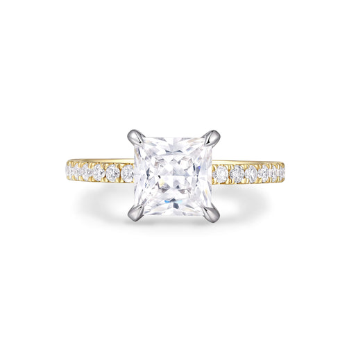Hidden Halo Two Tone Pavé Oval Engagement Ring