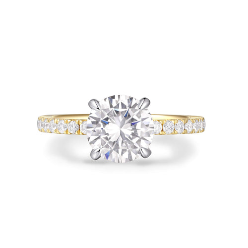 Hidden Halo Two Tone Pavé Oval Engagement Ring