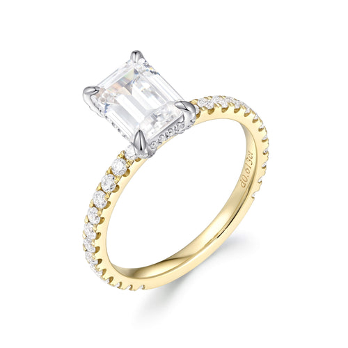 Hidden Halo Two Tone Pavé Oval Engagement Ring