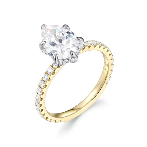 Hidden Halo Two Tone Pavé Oval Engagement Ring