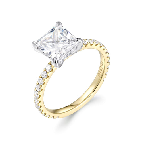 Hidden Halo Two Tone Pavé Oval Engagement Ring