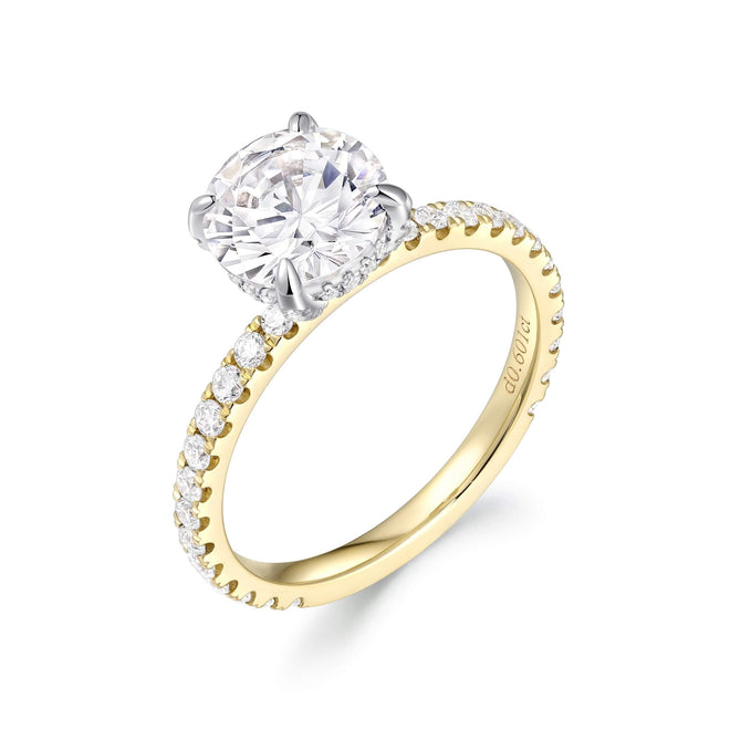 Hidden Halo Two Tone Pavé Oval Engagement Ring
