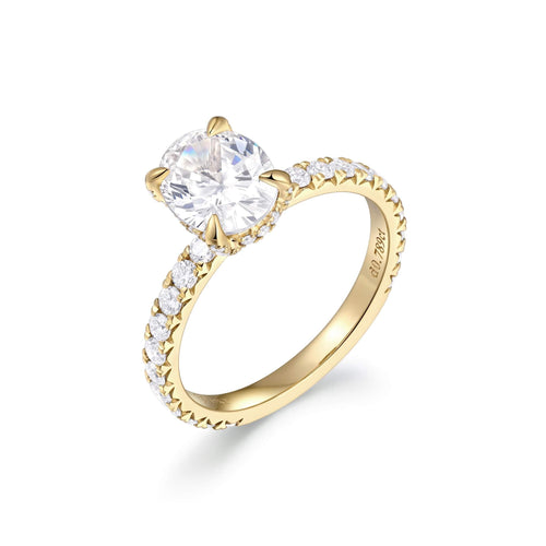 Accent Stones With Hidden Halo Engagement Rings