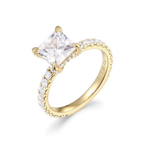 Accent Stones With Hidden Halo Engagement Rings