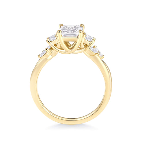 Floral Accent Solitaire Engagement Ring