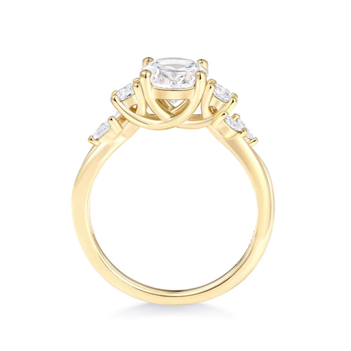 Floral Accent Solitaire Engagement Ring
