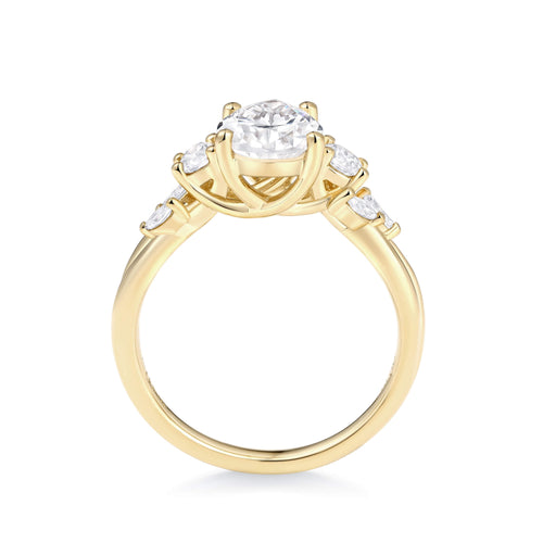 Floral Accent Solitaire Engagement Ring