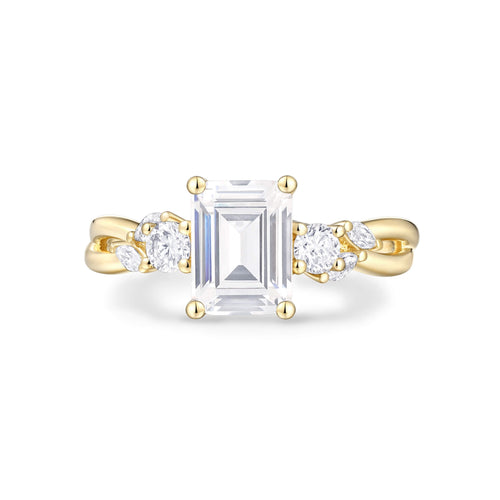 Floral Accent Solitaire Engagement Ring