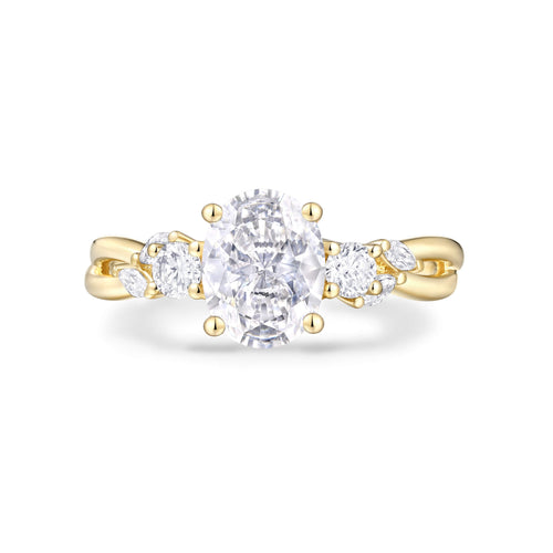 Floral Accent Solitaire Engagement Ring