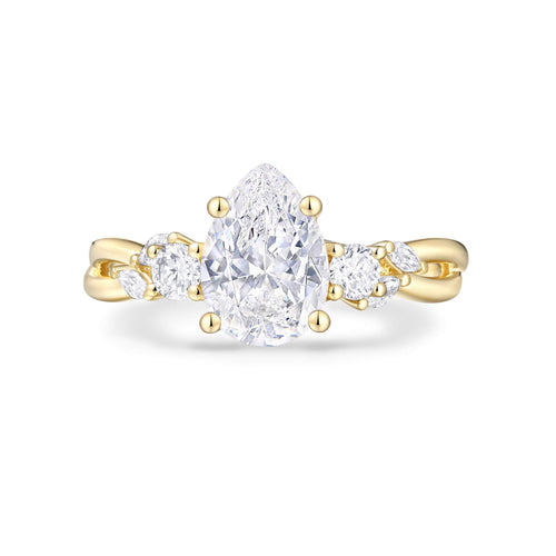 Floral Accent Solitaire Engagement Ring