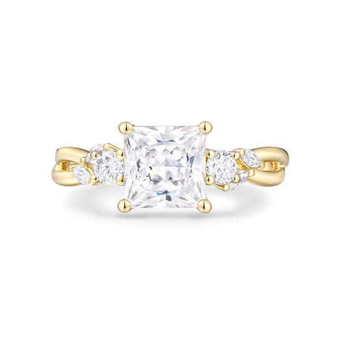 Floral Accent Solitaire Engagement Ring