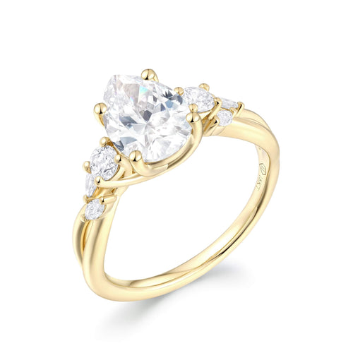 Floral Accent Solitaire Engagement Ring