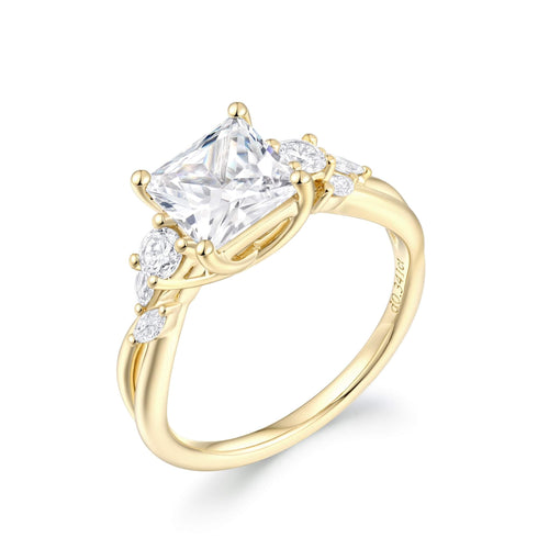 Floral Accent Solitaire Engagement Ring