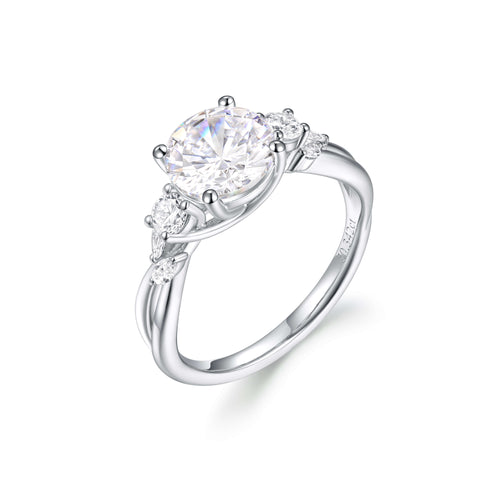 Floral Accent Solitaire Engagement Ring