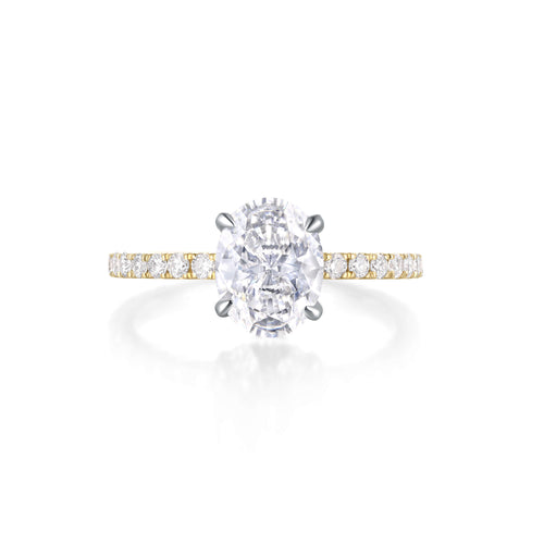 Hidden Halo Two Tone Pavé Oval Engagement Ring