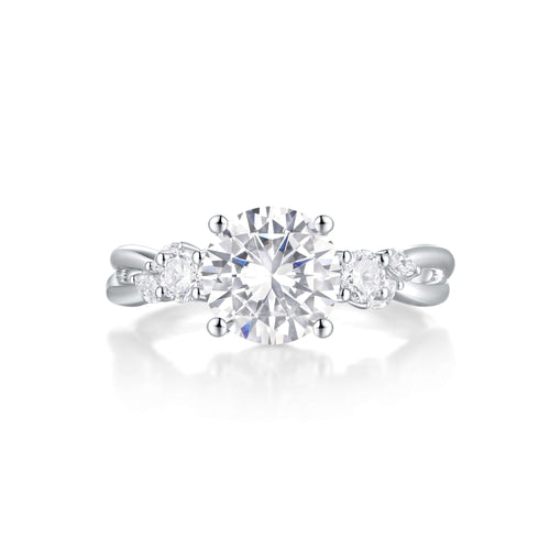 Floral Accent Solitaire Engagement Ring