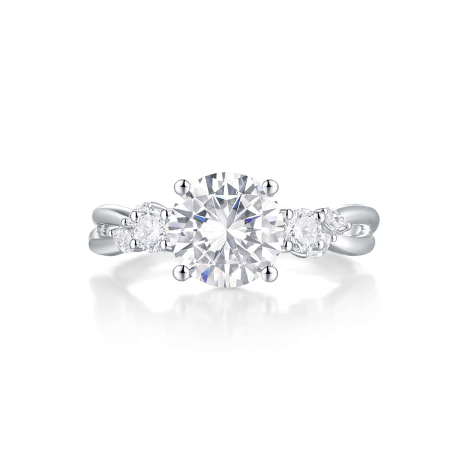 Floral Accent Solitaire Engagement Ring