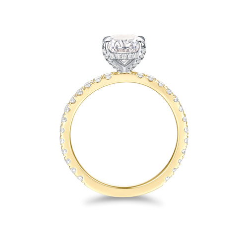 Hidden Halo Two Tone Pavé Oval Engagement Ring