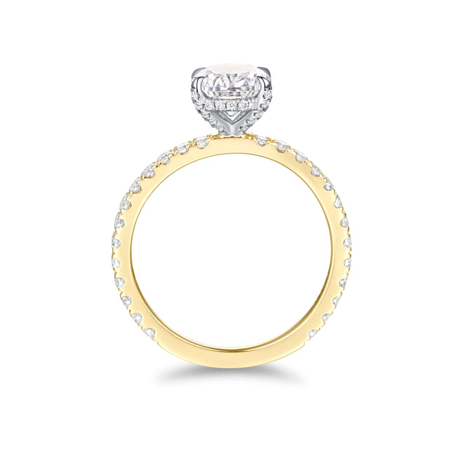 Hidden Halo Two Tone Pavé Oval Engagement Ring