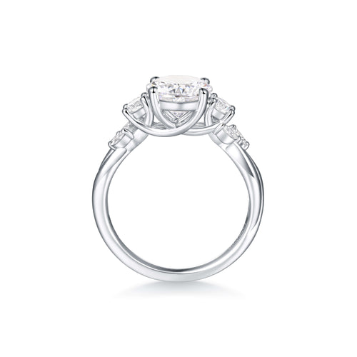 Floral Accent Solitaire Engagement Ring